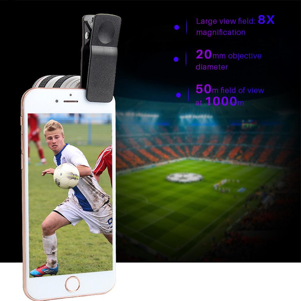 HD Optical Zoom Smartphone Lens with Universal Mobile Phone Clip